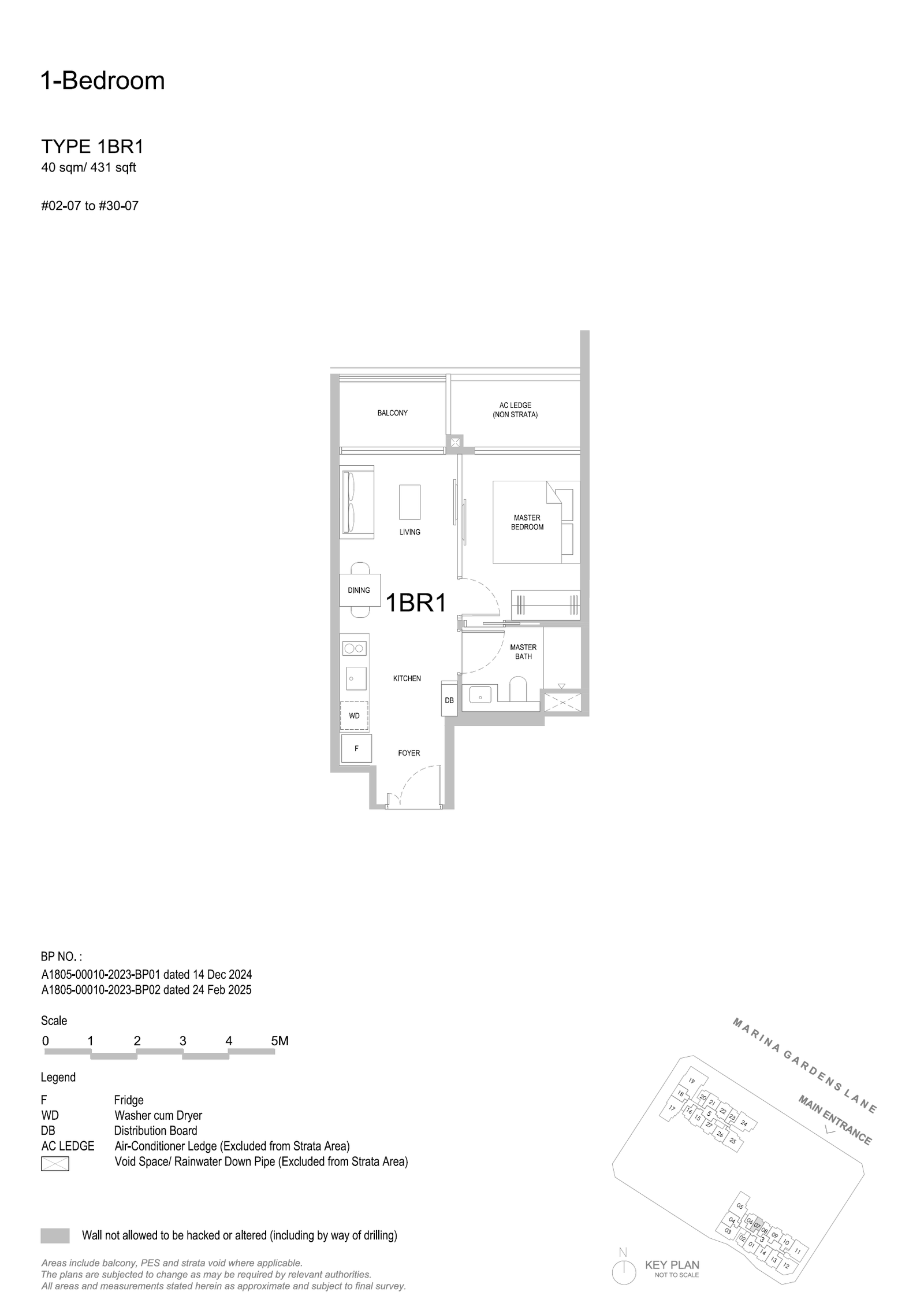 One Marina Gardens 1BR1 floor plan